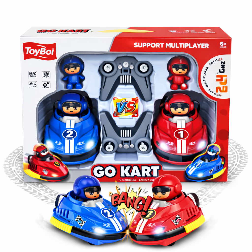 RC Go Kart Bumper Cars – 2 Player Remote Control Battle Toy Set