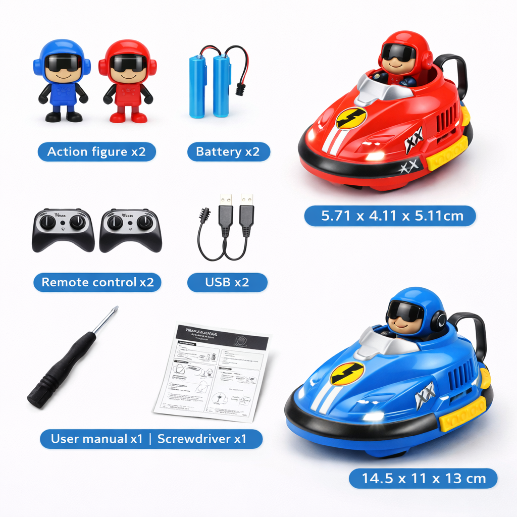 RC Go Kart Bumper Cars – 2 Player Remote Control Battle Toy Set