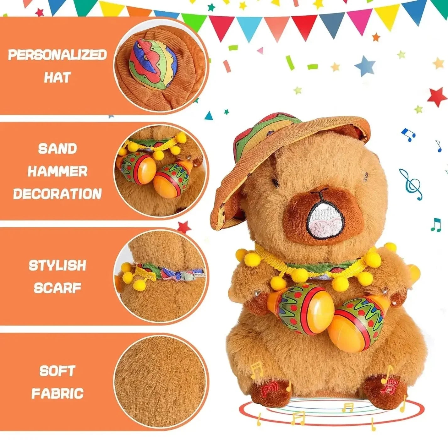 Musical Talking Capybara Plush interactive Dancing Stuffed Animal