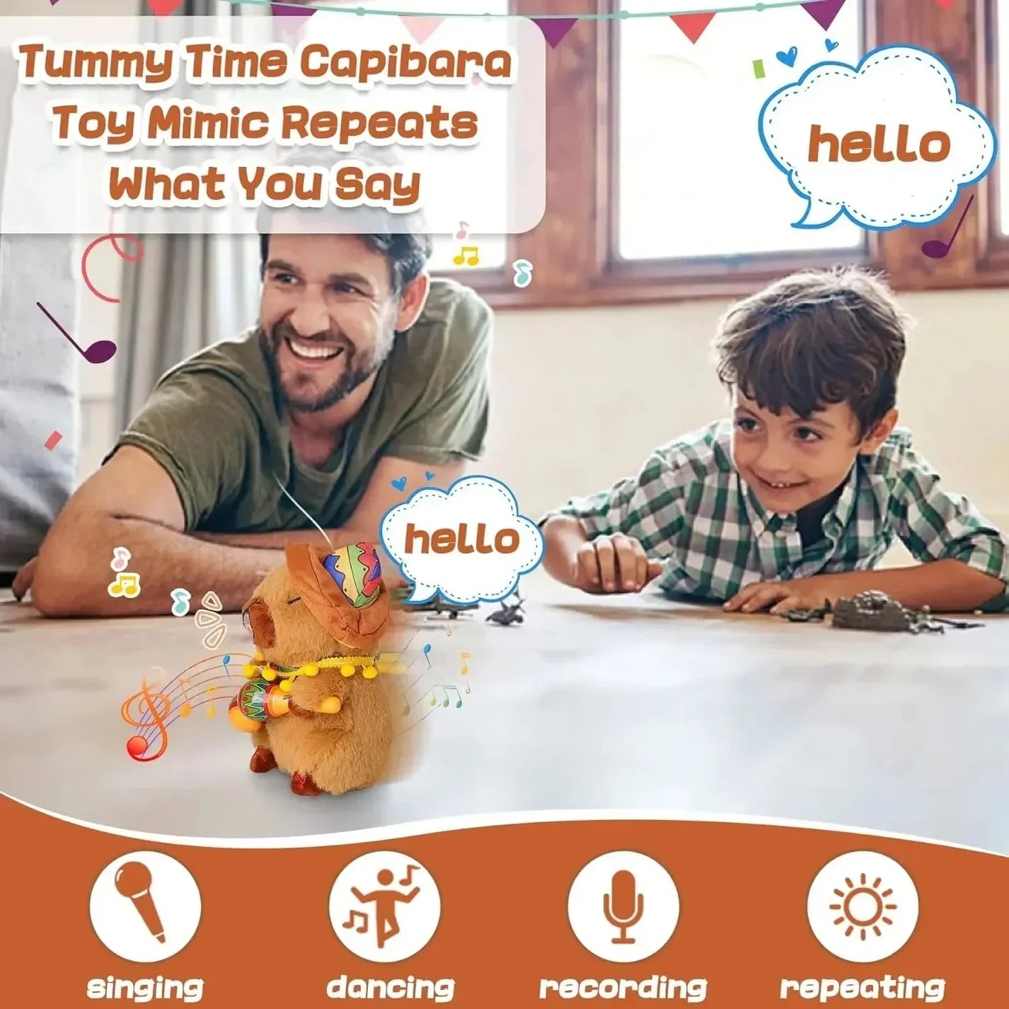 Musical Talking Capybara Plush interactive Dancing Stuffed Animal