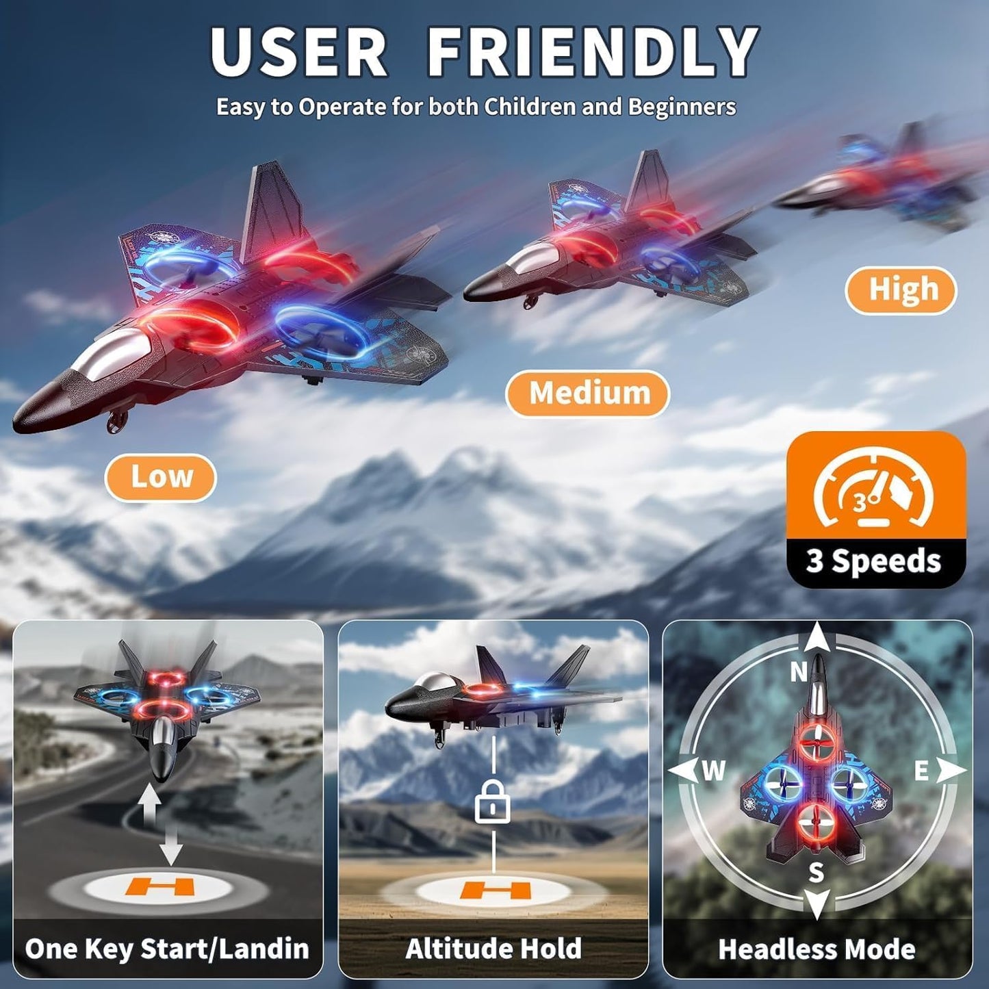 RC Fighter Jet Plastic Toy, dual battery with 360° Flip Plane