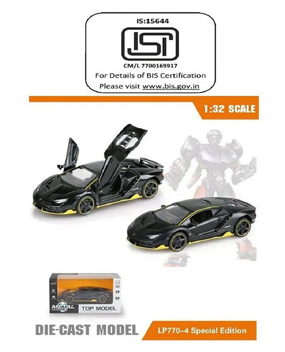 Lamborghini Diecast Centenario Black Metal  Model Car 1:32 Scale
