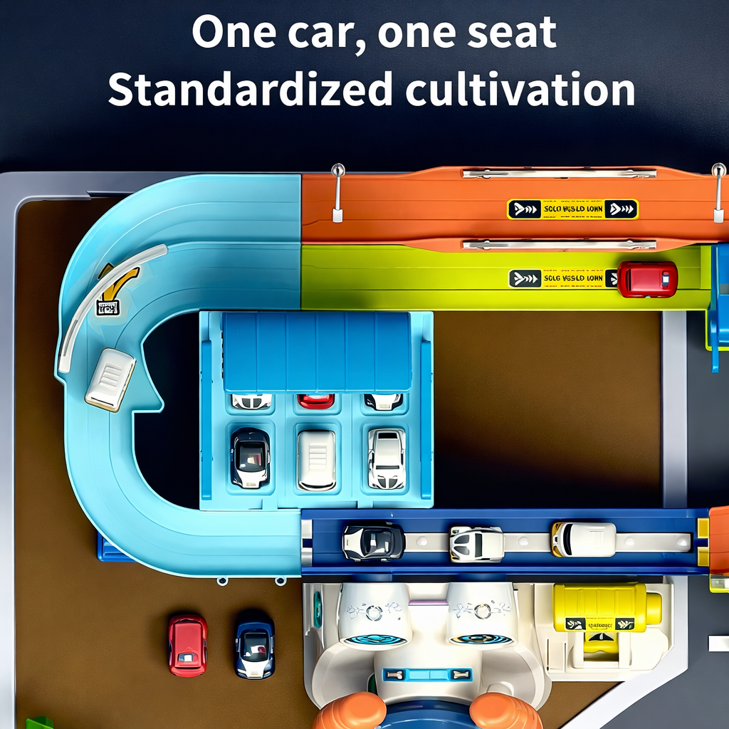 Kids Car Race Track Parking Playset with Music & Interactive Features