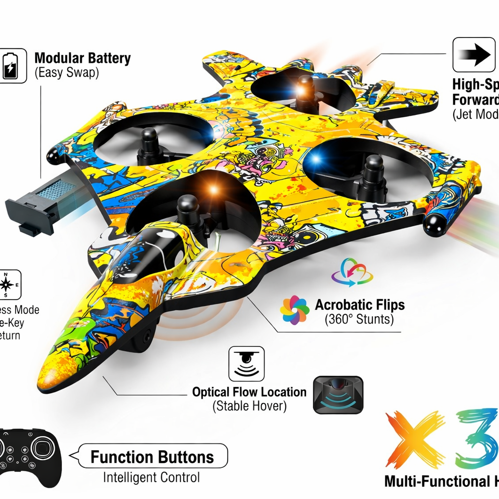 Remote Control Fighter Jet, X30 Graffiti Fighter Plastic Body Drone